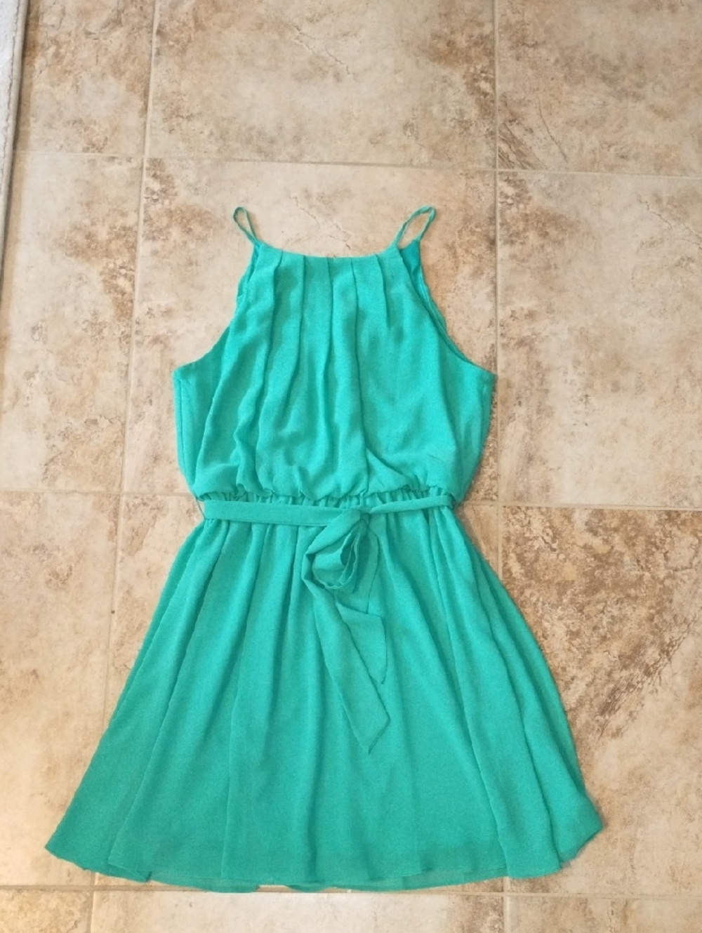 A.Byer Emerald Green Dress with Spaghetti Straps